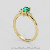 0.55 Ct. Emerald Ring, 18K Yellow Gold 2