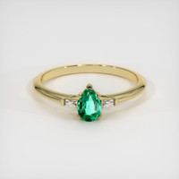 0.31 Ct. Emerald Ring, 18K Yellow Gold 1