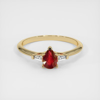 0.58 Ct. Ruby Ring, 18K Yellow Gold 1