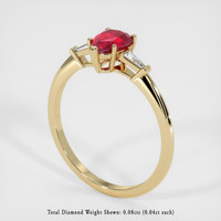 0.76 Ct. Ruby Ring, 18K Yellow Gold 2
