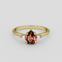 0.86 Ct. Reddish Pink Sapphire Ring, 18K Yellow Gold 1