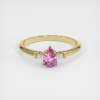 0.50 Ct. Purplish Pink Sapphire Ring, 18K Yellow Gold 1