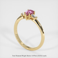 0.50 Ct. Purplish Pink Sapphire Ring, 18K Yellow Gold 2