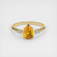 1.40 Ct. Orangish Yellow Sapphire Ring, 18K Yellow Gold 1