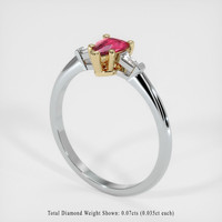 0.38 Ct. Ruby Ring, 14K Yellow & White 2