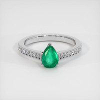 0.66 Ct. Emerald Ring, 18K White Gold 1