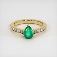 0.66 Ct. Emerald Ring, 18K Yellow Gold 1