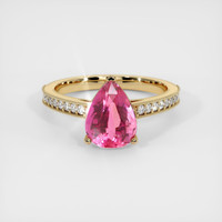 2.96 Ct. Purplish Pink Sapphire Ring, 18K Yellow Gold 1