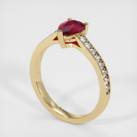 0.99 Ct. Ruby Ring, 18K Yellow Gold 2