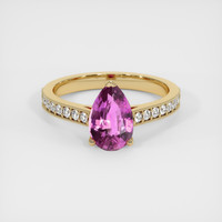 1.70 Ct. Purplish Pink Sapphire Ring, 18K Yellow Gold 1