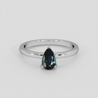 1.26 Ct. Greenish Blue Sapphire Ring, Platinum 950 1