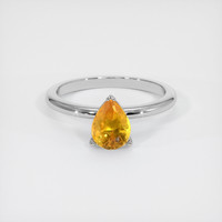 1.40 Ct. Orangish Yellow Sapphire Ring, 14K White Gold 1
