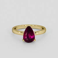 1.65 Ct. Purplish Red Rubellite Tourmaline Ring, 14K Yellow Gold 1