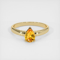 0.81 Ct. Yellowish Orange Sapphire Ring, 18K Yellow Gold 1