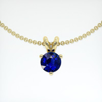 0.33 Ct. Blue Sapphire Pendant, 14K Yellow Gold 1