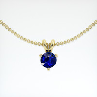 0.33 Ct. Blue Sapphire Pendant, 18K Yellow Gold 1