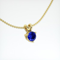 0.33 Ct. Blue Sapphire Pendant, 18K Yellow Gold 2