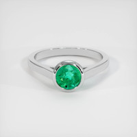 0.80 Ct. Emerald Ring, 18K White Gold 1