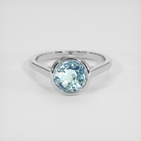 2.09 Ct. Greenish Blue Sapphire Ring, 18K White Gold 1