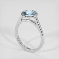 2.09 Ct. Greenish Blue Sapphire Ring, 18K White Gold 2