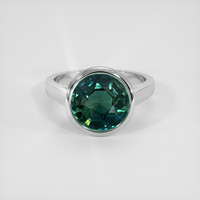 5.06 Ct. Bluish Green Sapphire Ring, 18K White Gold 1