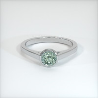 0.79 Ct. Green Sapphire Ring, 18K White Gold 1