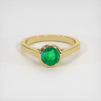 0.89 Ct. Emerald Ring, 18K Yellow Gold 1