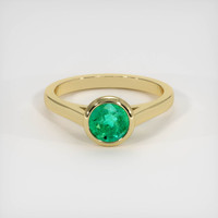 0.80 Ct. Emerald Ring, 18K Yellow Gold 1