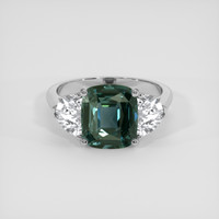 4.58 Ct. Bluish Green Sapphire Ring, Platinum 950 1