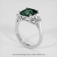 4.58 Ct. Bluish Green Sapphire Ring, Platinum 950 2