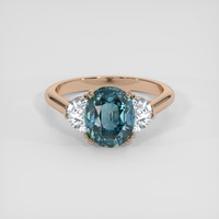 3.50 Ct. Greenish Blue Sapphire Ring, 14K Rose Gold 1