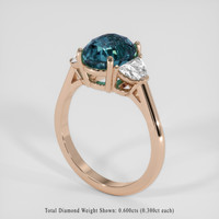 3.50 Ct. Greenish Blue Sapphire Ring, 14K Rose Gold 2