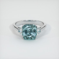 4.50 Ct. Bluish Green Sapphire Ring, 10K White Gold 1