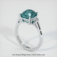 4.50 Ct. Bluish Green Sapphire Ring, 10K White Gold 2