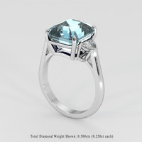 5.85 Ct. Blue Aquamarine Ring, 14K White Gold 2
