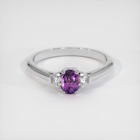 0.48 Ct. Purple Sapphire Ring, 14K White Gold 1