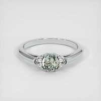 0.71 Ct. Yellowish Green Sapphire Ring, 14K White Gold 1
