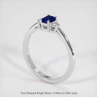 0.71 Ct. Blue Sapphire Ring, 18K White Gold 2