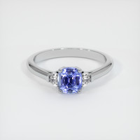 1.15 Ct. Blue Sapphire Ring, 18K White Gold 1