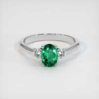 0.66 Ct. Emerald Ring, 18K White Gold 1