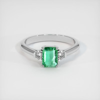0.65 Ct. Emerald Ring, 18K White Gold 1