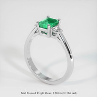 0.65 Ct. Emerald Ring, 18K White Gold 2