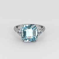 5.85 Ct. Blue Aquamarine Ring, 18K White Gold 1