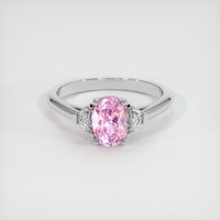 1.09 Ct. Pink Sapphire Ring, 18K White Gold 1