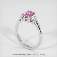 1.09 Ct. Pink Sapphire Ring, 18K White Gold 2
