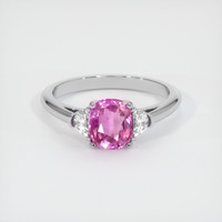 1.69 Ct. Pink Sapphire Ring, 18K White Gold 1