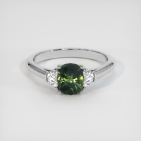 1.26 Ct. Green Sapphire Ring, 18K White Gold 1