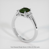 1.26 Ct. Green Sapphire Ring, 18K White Gold 2