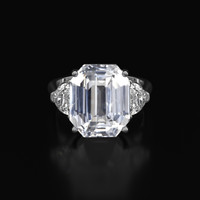 10.04 Ct. White Sapphire Ring, 18K White Gold 1