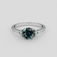 1.77 Ct. Bluish Green Sapphire Ring, 18K White Gold 1